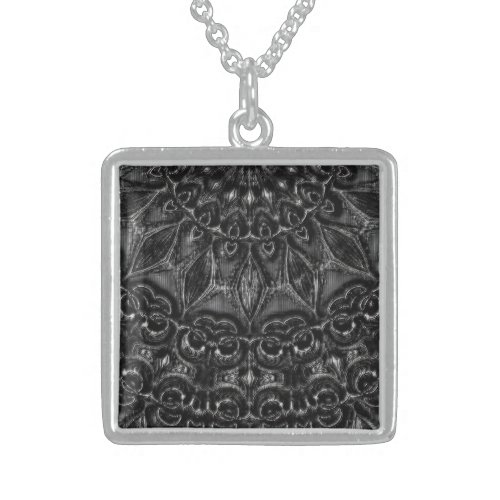 Charcoal Mandala    Sterling Silver Necklace