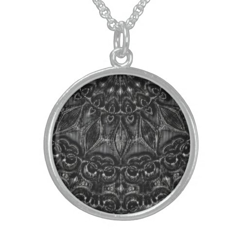 Charcoal Mandala    Sterling Silver Necklace
