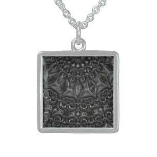 Charcoal Mandala Sterling Silver Necklace