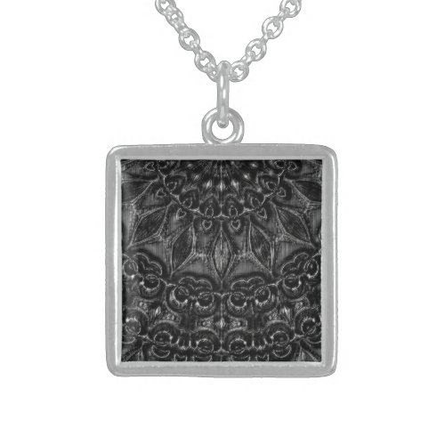 Charcoal Mandala    Sterling Silver Necklace