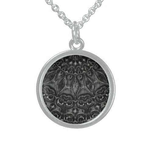 Charcoal Mandala    Sterling Silver Necklace