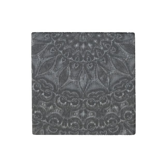 Charcoal Mandala  Stone Magnet (Front)