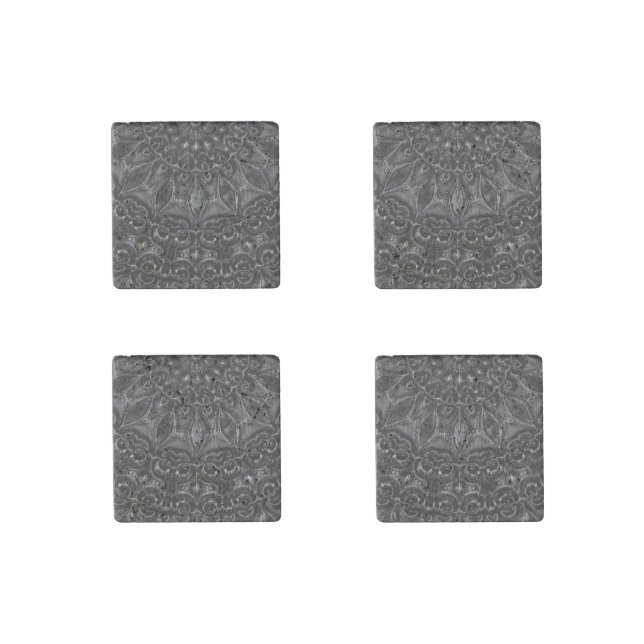 Charcoal Mandala  Stone Magnet (Front)