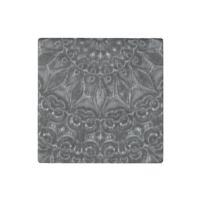 Charcoal Mandala  Stone Magnet (Front)