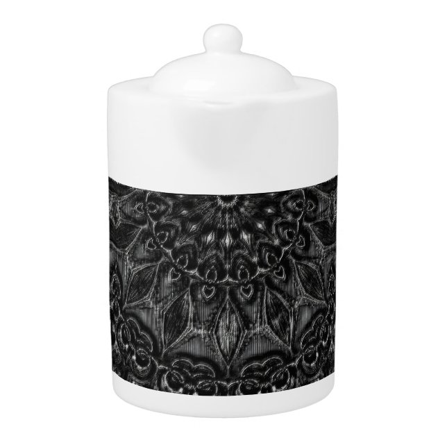 Charcoal Mandala  Teapot (Front)