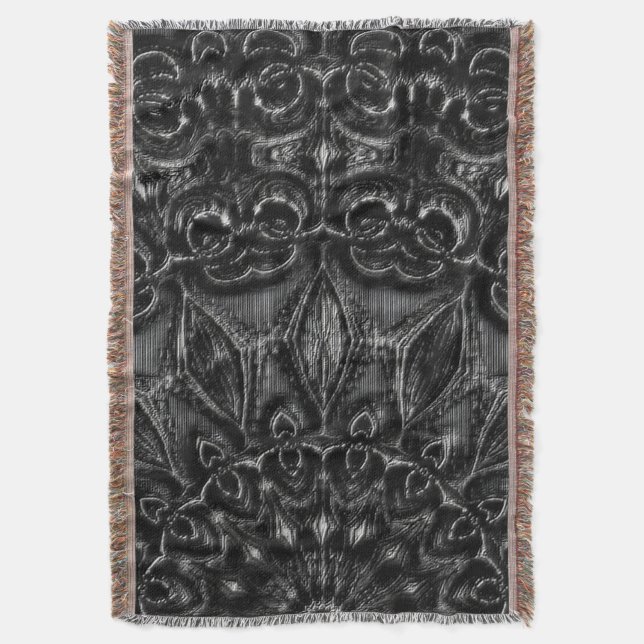 Charcoal Mandala  Throw Blanket (Front Vertical)