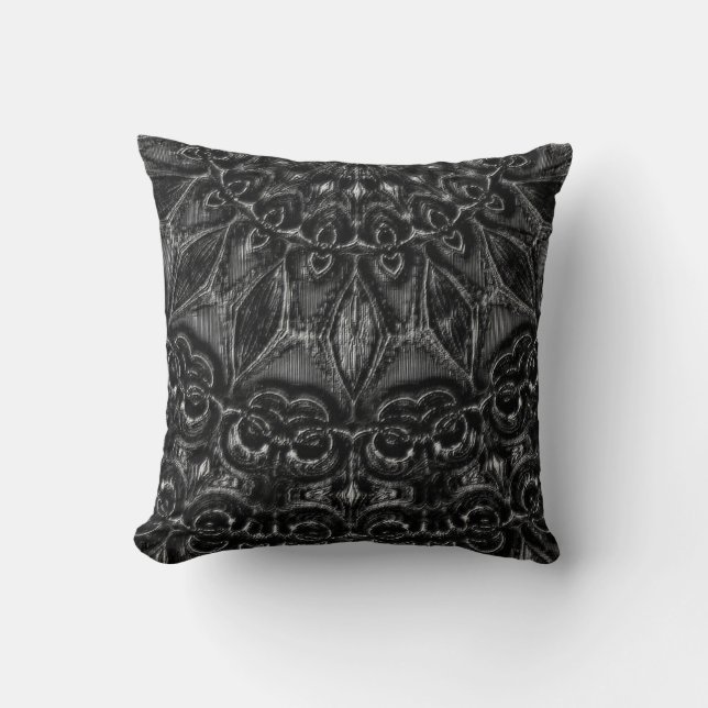 Charcoal Mandala  Throw Pillow (Front)
