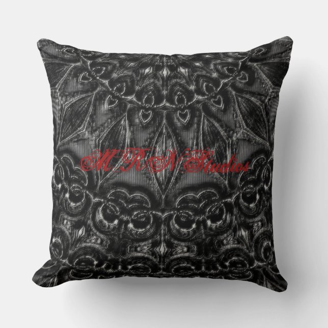 Charcoal Mandala  Throw Pillow (Front)