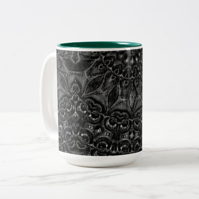 Charcoal Mandala   Two-Tone Coffee Mug (Front Left)