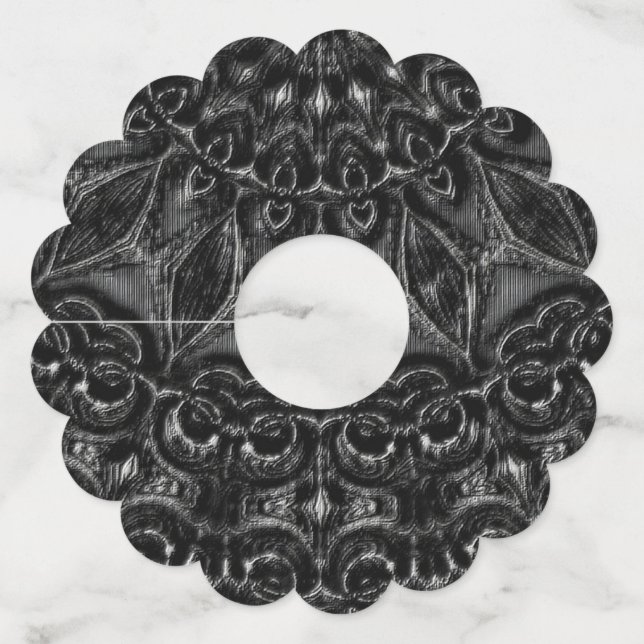 Charcoal Mandala  Wine Glass Tag (Front)