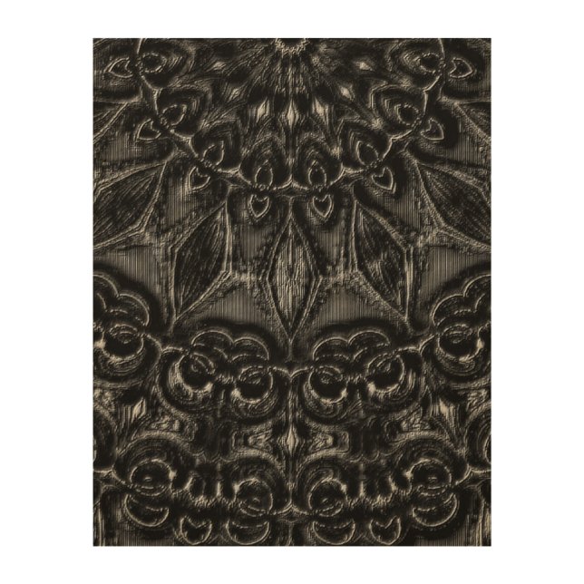 Charcoal Mandala  Wood Wall Art (Front)