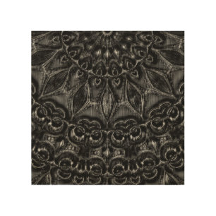 Charcoal Mandala  Wood Wall Art