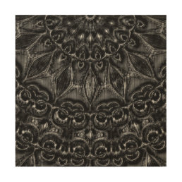 Charcoal Mandala  Wood Wall Art