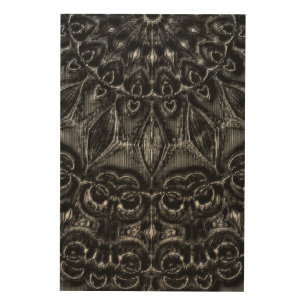 Charcoal Mandala  Wood Wall Art