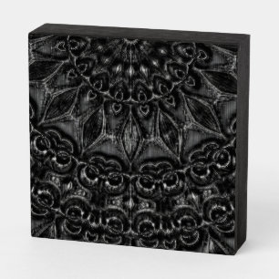 Charcoal Mandala  Wooden Box Sign