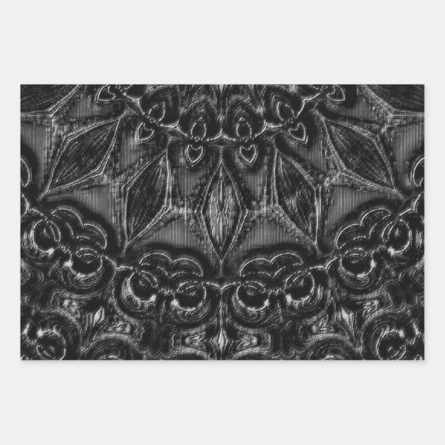 Charcoal Mandala  Wrapping Paper Sheets (Front)