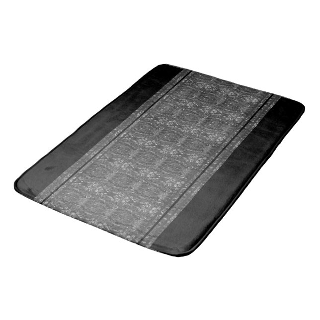 Charcoal Marble and Stripes Bath Mat (Angled)