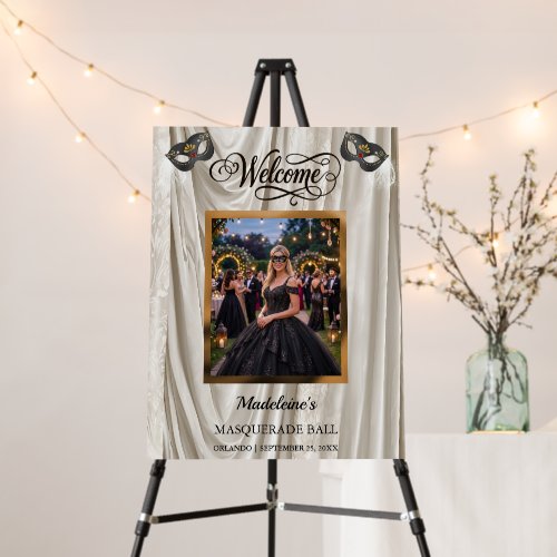Charcoal Masquerade Welcome White Damask Photo Foam Board