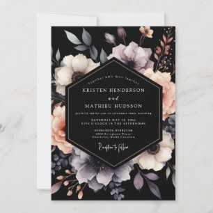 Charcoal & Mauve Gothic Bloom Wedding Invitation