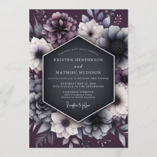 Charcoal & Mauve Gothic Wedding Invitation