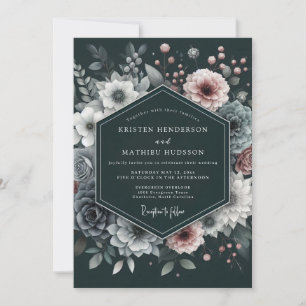 Charcoal Mauve Luminous Bloom Wedding Invitation
