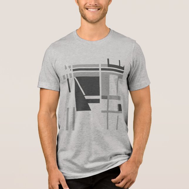 Charcoal Medium Grey MCM Style Geometric Abstract Tri-Blend Shirt (Front)