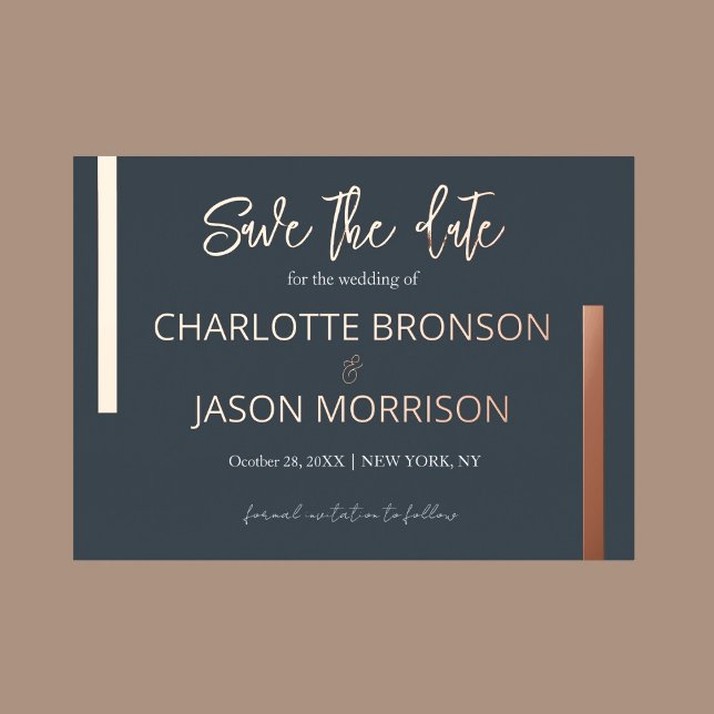 Charcoal Minimal Lines Wedding Save The Date     Foil Invitation (Creator Uploaded)