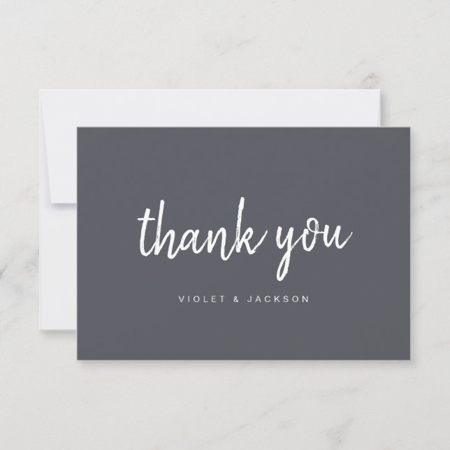 Charcoal minimalist handwritten thank you script (Front)