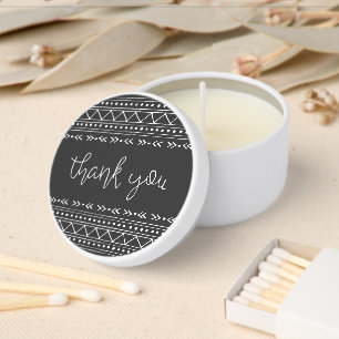 Charcoal Modern Boho Thank You Mini Candle Favors
