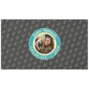 Charcoal Modern Graduation Photo Cap Pattern Tablecloth