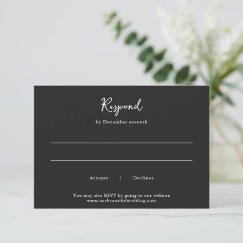 Charcoal Modern Handwriting Elegant Wedding RSVP Card