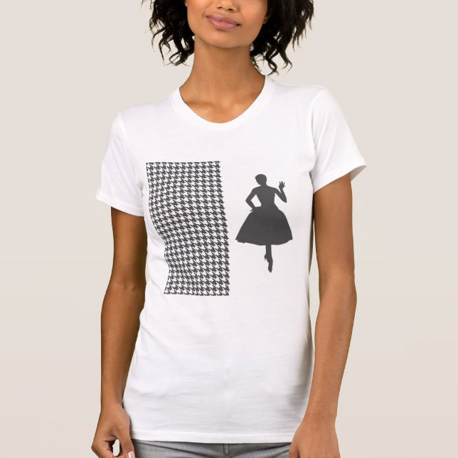 Charcoal Modern Houndstooth w/ Fashion Silhouette T-Shirt (Front)