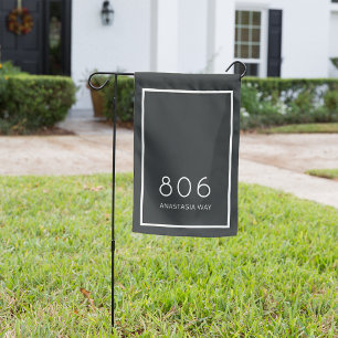 Charcoal   Modern House Number & Street Name Garden Flag