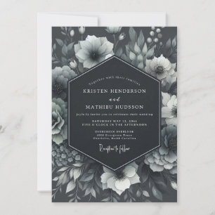 Charcoal Moody Anemone Wedding Invitation