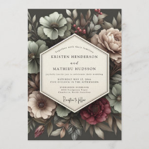 Charcoal Moody Gothic Wedding Invitation