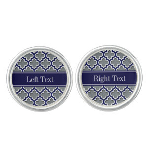 Charcoal Navy Wht Moroccan #5DS Navy Name Monogram Cufflinks