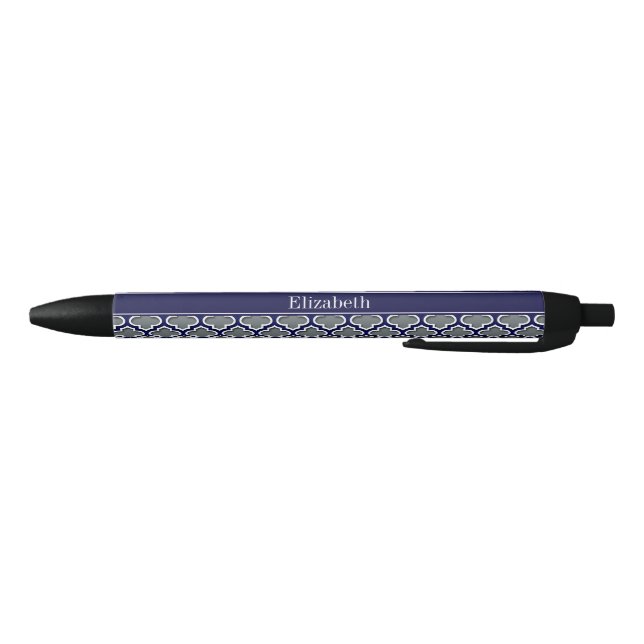 Charcoal Navy Wht Moroccan #5DS Navy Name Monogram Pen (Bottom)