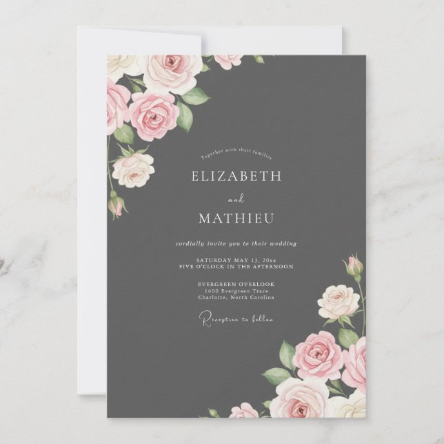 Charcoal Painted Wedding Invitation (Front)