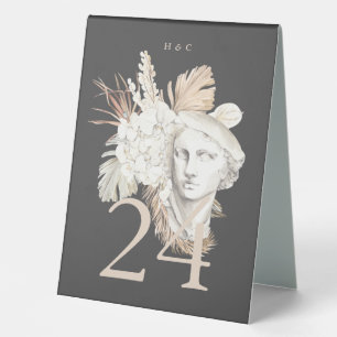 Charcoal Pampas Dried Grass Tropical Cream Floral Table Tent