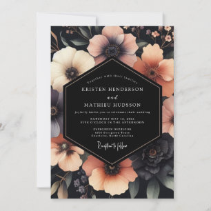 Charcoal & Peach Luminous Wedding Invitation