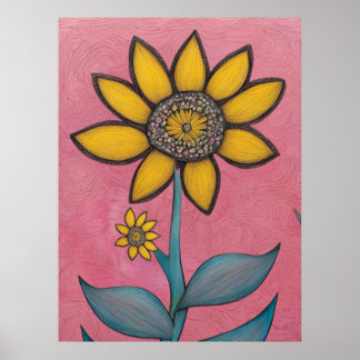 Charcoal Pencil- Baby Bud Flower Poster