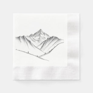Charcoal Pencil Mountain Landscape Napkins