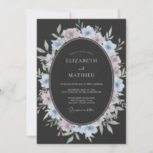 Charcoal Periwinkle Painted Wedding Invitation