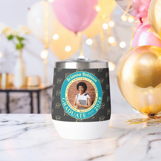 Charcoal Photo Modern Graduation Gift Tumbler (Bachelor Party (Rotated))