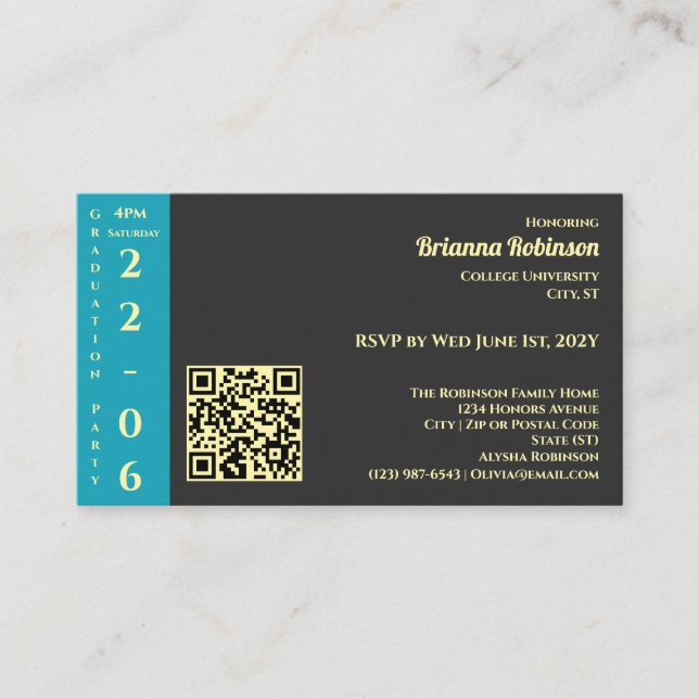Charcoal Photo Modern Graduation Party Enclosure Card (Front)