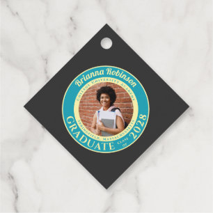 Charcoal Photo Modern Graduation Party Thank You Favor Tags