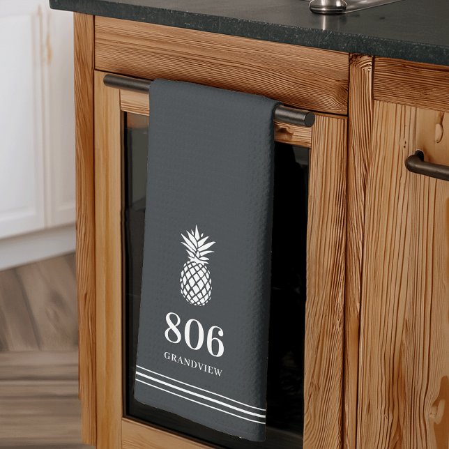Charcoal | Pineapple House Number & Street Name Kitchen Towel (Creator Uploaded)