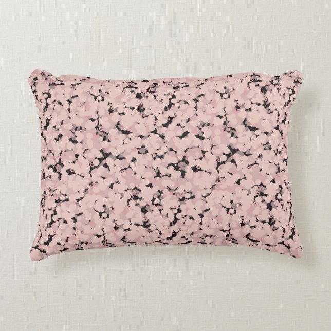 charcoal pink gray abstract accent pillow (Front)