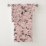 charcoal pink gray abstract bath towel set