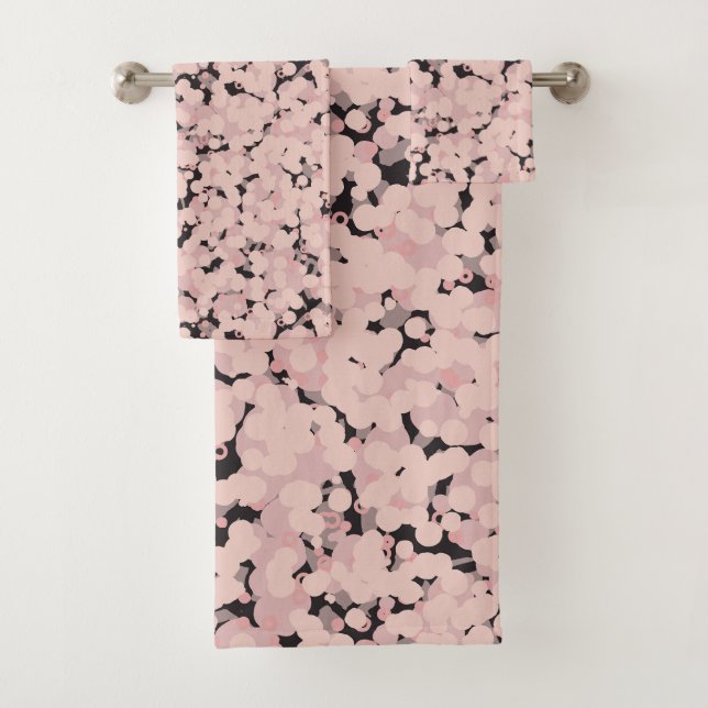 charcoal pink gray abstract bath towel set (Insitu)